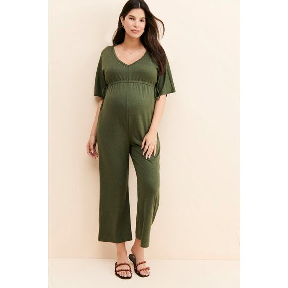 Ingrid + Isabel Maternity Wide Leg Jumpsuit Olive Green Small - Picture 1 of 10